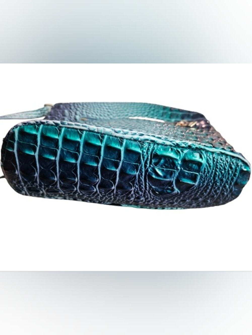 Women’s Teal Croc-Embossed Crossbody Bag - Picture 5 of 13